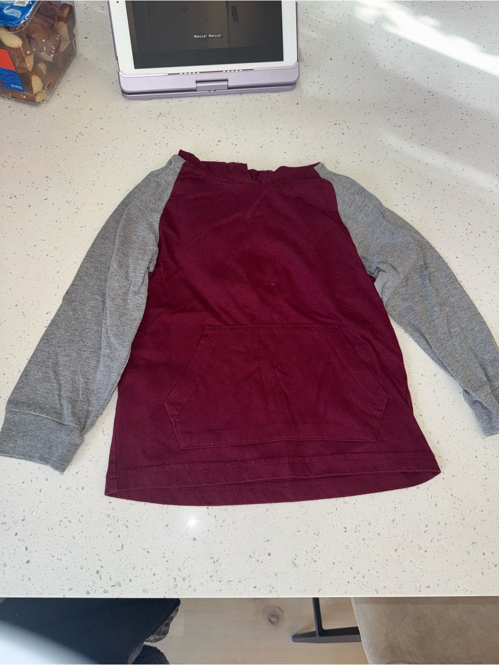 Kids Gray & Burgundy Hoodie Pullover